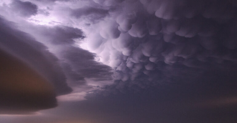 A display of mammatus clouds between Hobart and Lone Wolf, OK on May 19, 2012.