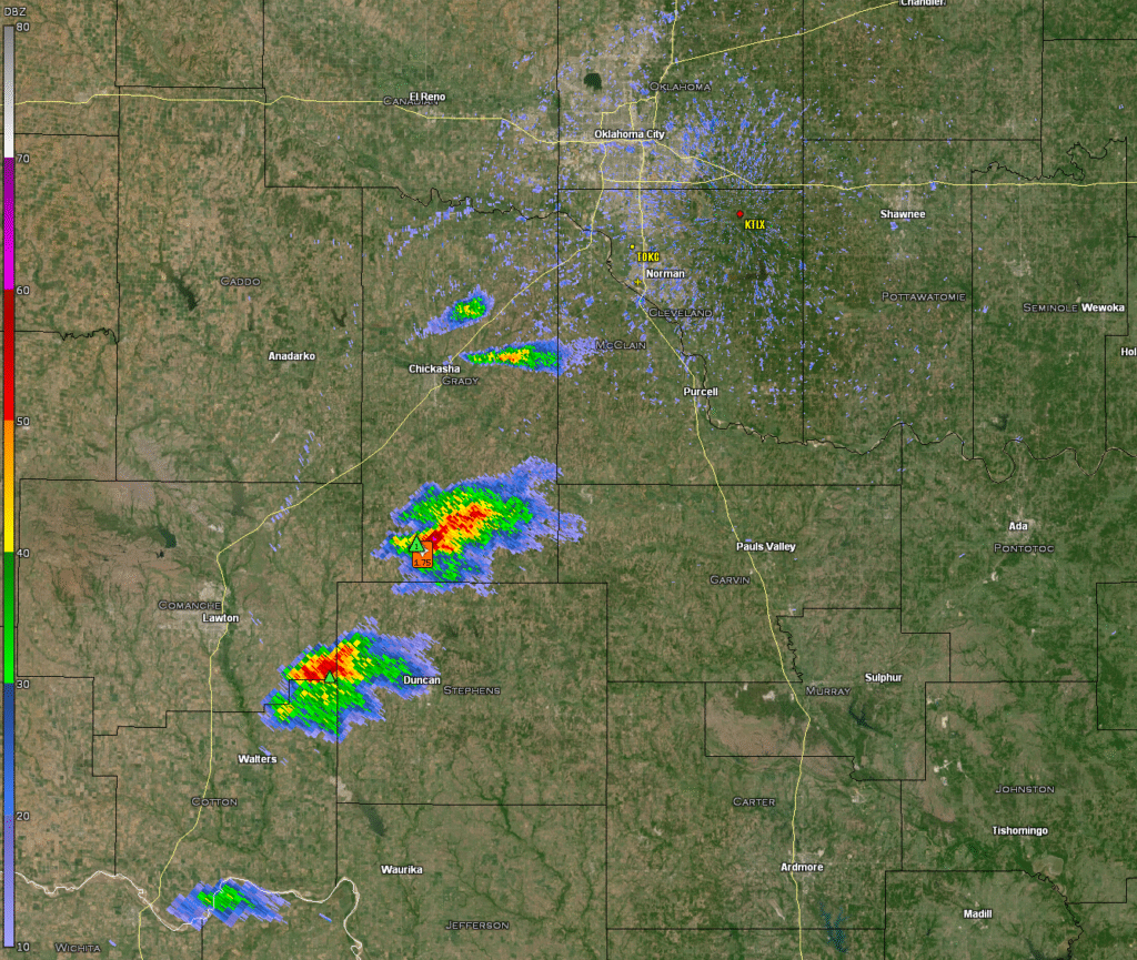 KTLX Radar at 1:55 pm CDT/1855Z Monday May 20, 2013