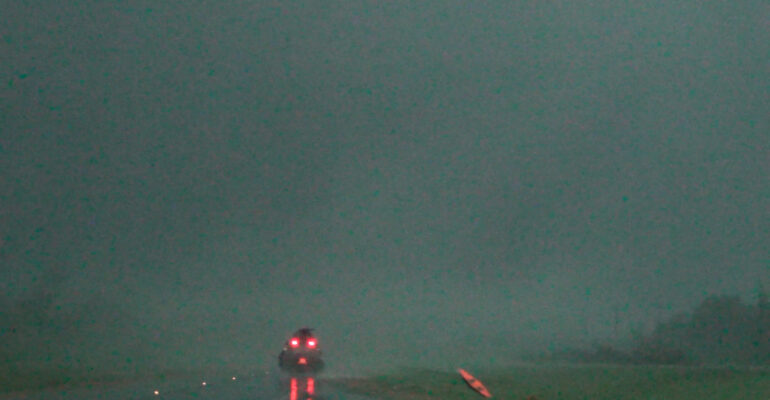 TIV driving into Columbus, MS Tornado