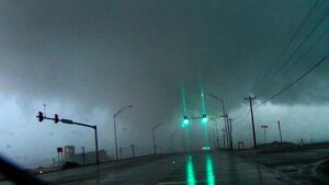 Tornado in Norman, Oklahoma near I-35 and Tecumseh road on May 6, 2015