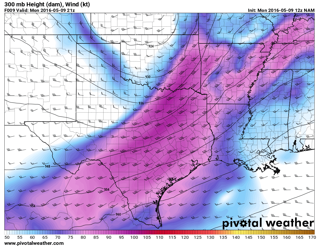 May 9, 2016 12z NAM 9hour 300mb Winds