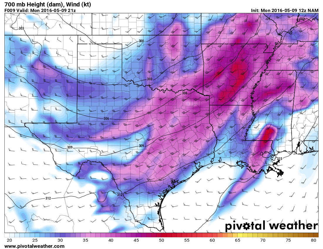 May 9, 2016 12z NAM 9hour 700mb winds