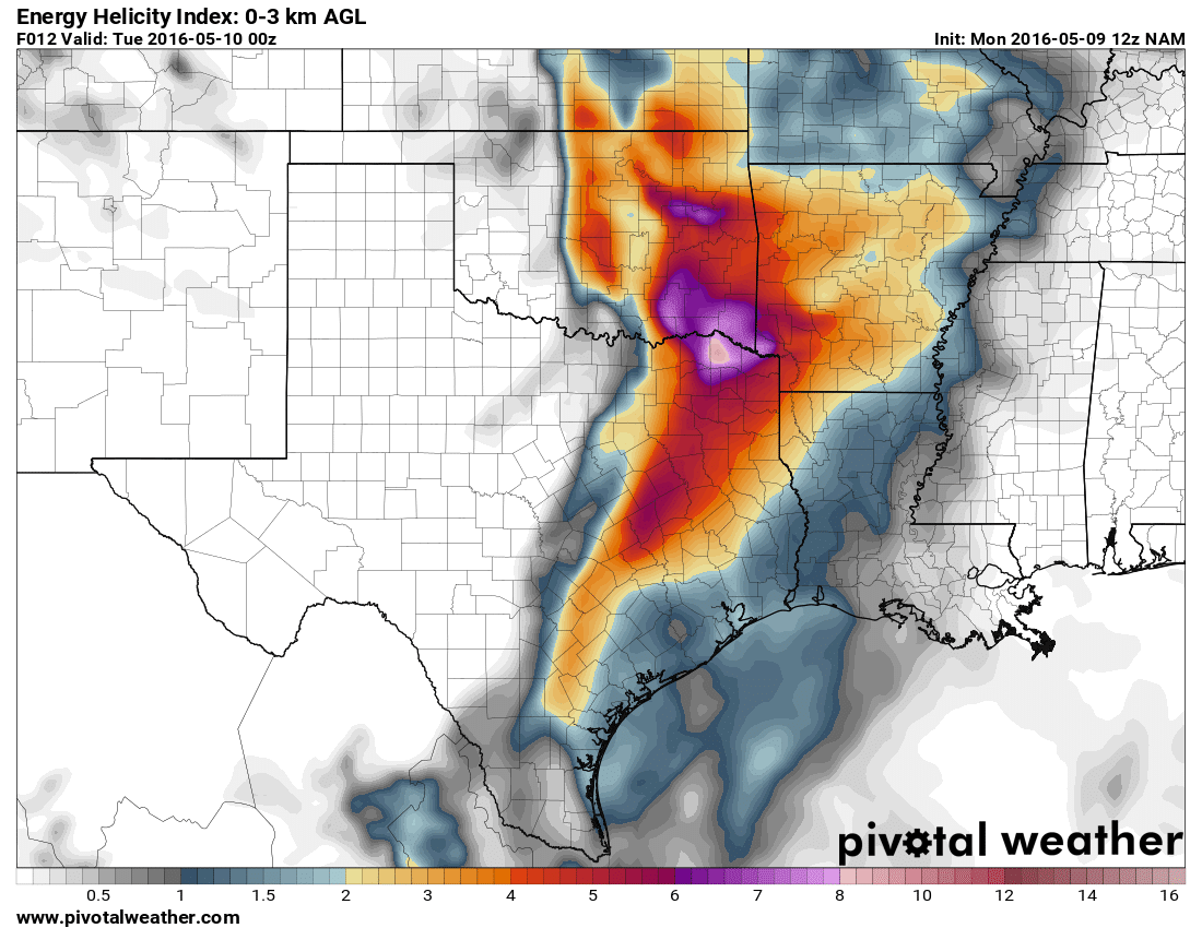 May 9, 2016 12z NAM 12hour 0-3 EHI
