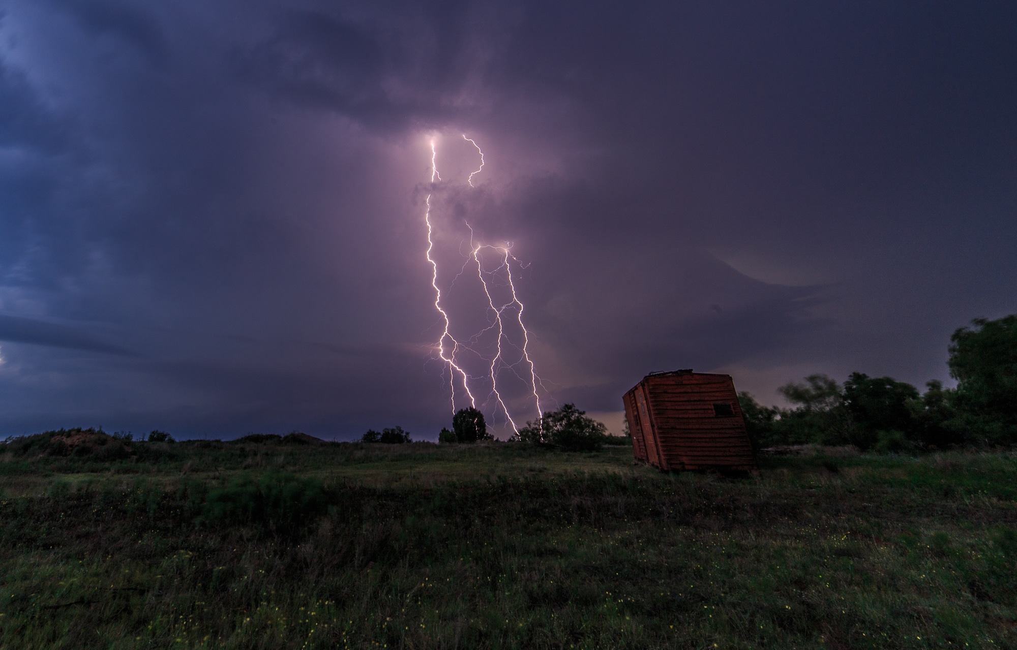This storm was outside of Turkey, TX and very photogenic for many parts of its lifecycle. It produced some prolific lightning after dark.