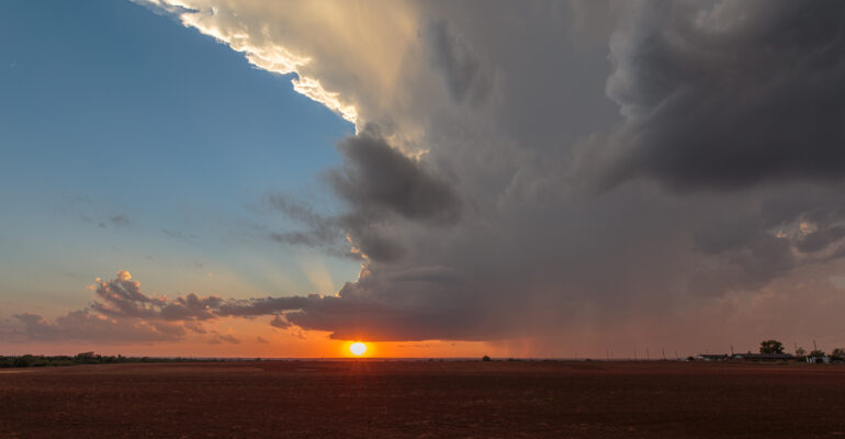 Sunset under a developing supercell