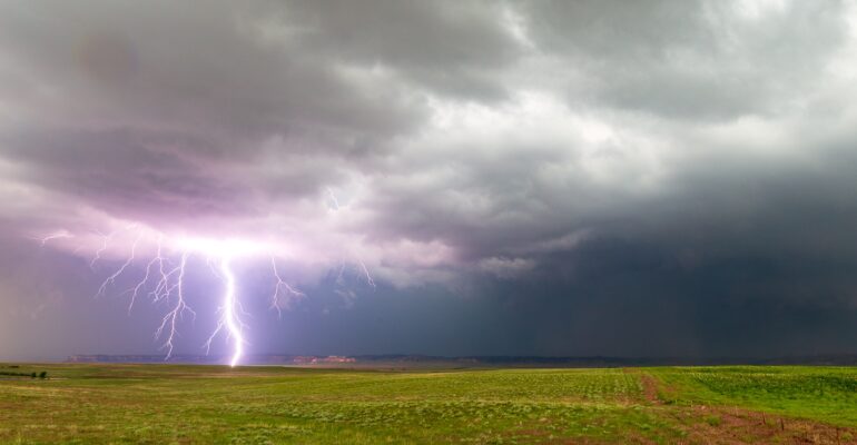 Close lightning strike near Scottsbluff, Nebraska on June 12, 2017