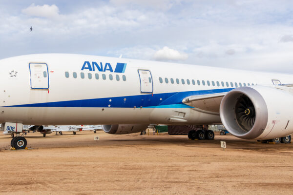 N787EX ANA Boeing 787 Dreamliner with some A-10s flying in the background