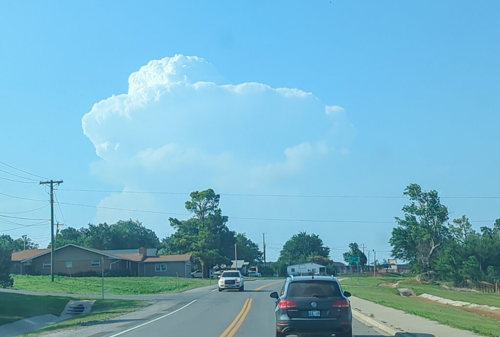 Updraft to our north from Corn Oklahoma - 6:14 pm CDT
