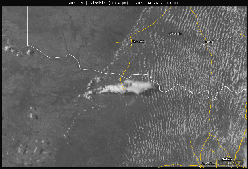 Visible Satellite Loop for Wichita Falls on April 26, 2026